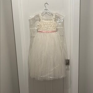 Elegant Kids Formal Dress with Cream and Pink Details